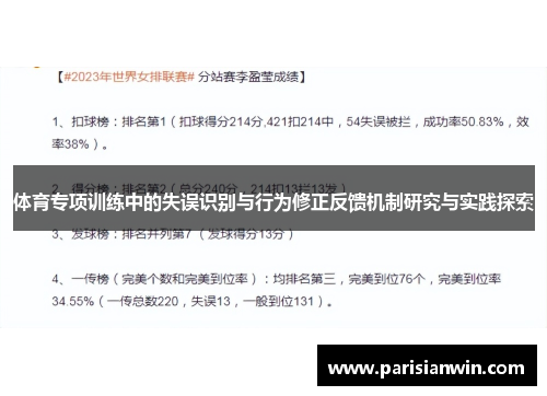 体育专项训练中的失误识别与行为修正反馈机制研究与实践探索